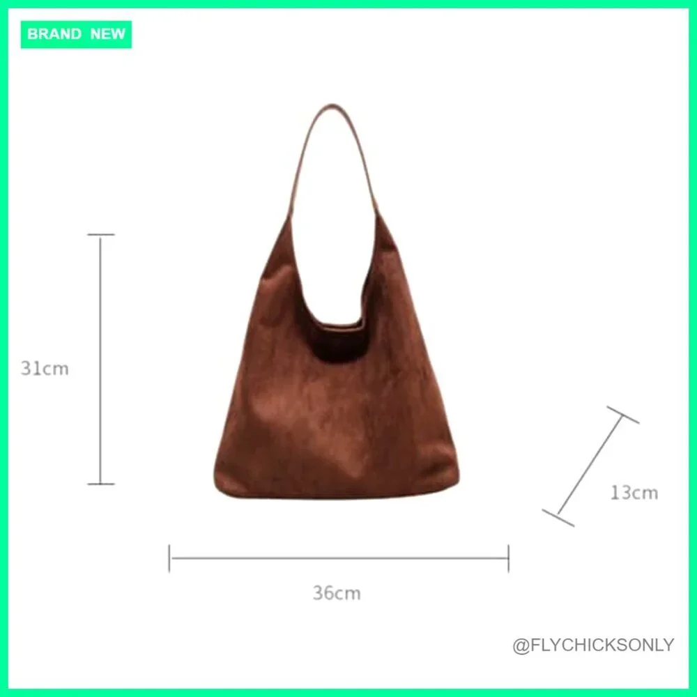 Large Slouchy Suede Hobo Tote Shoulder Bag with Magnetic Closure
